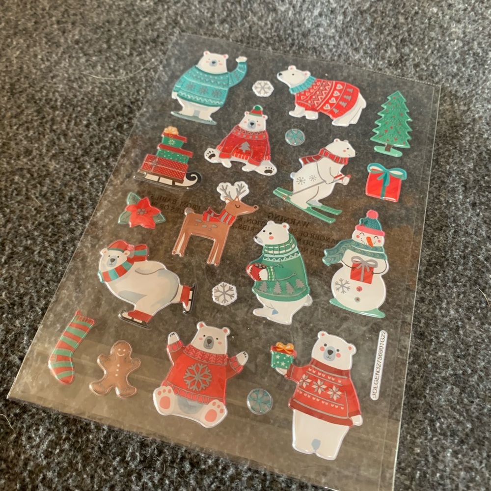 Polar bear Christmas 3D stickers! New!